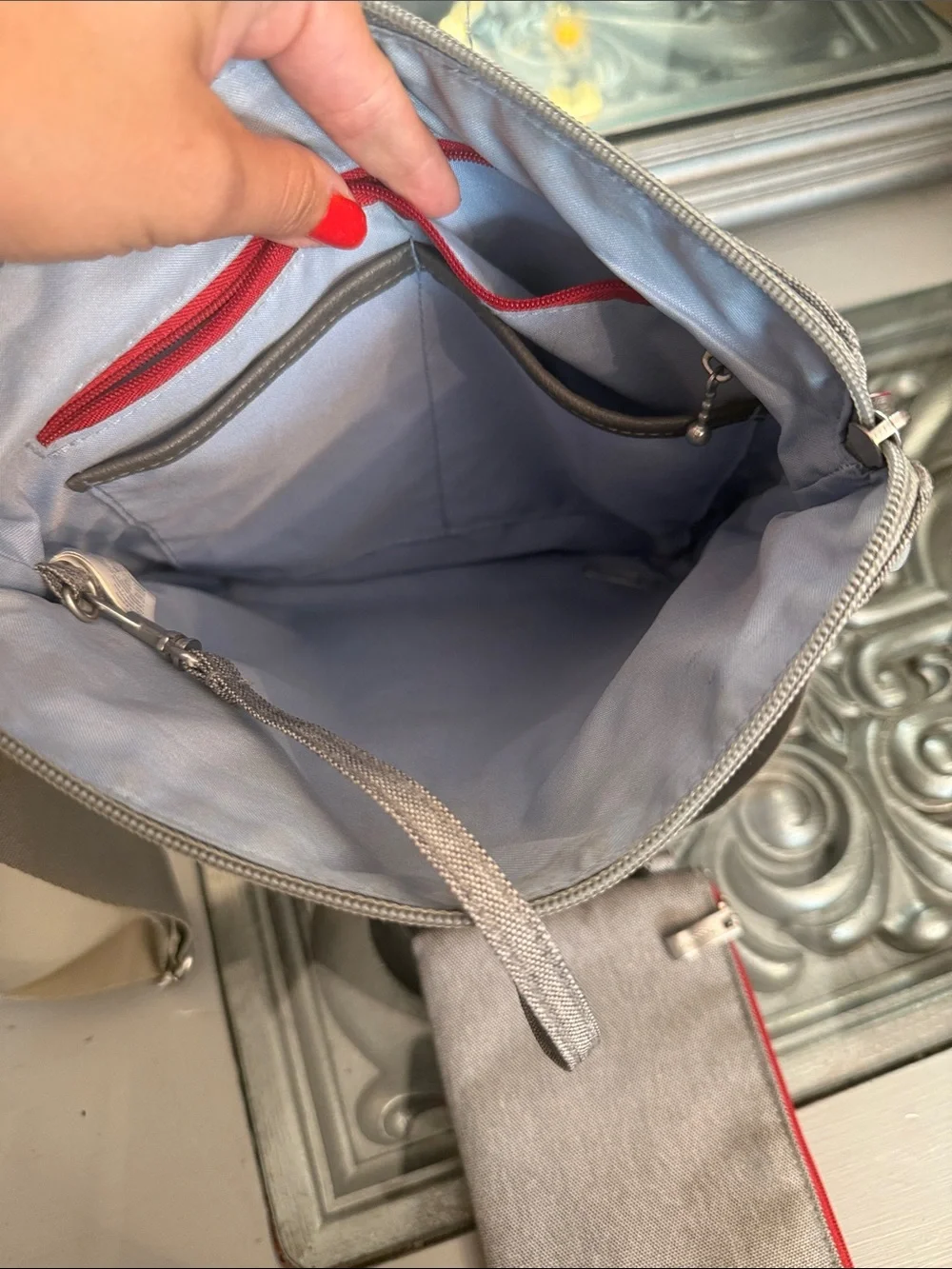 Baggallini Gray Crossbody Bag with Attached Wallet